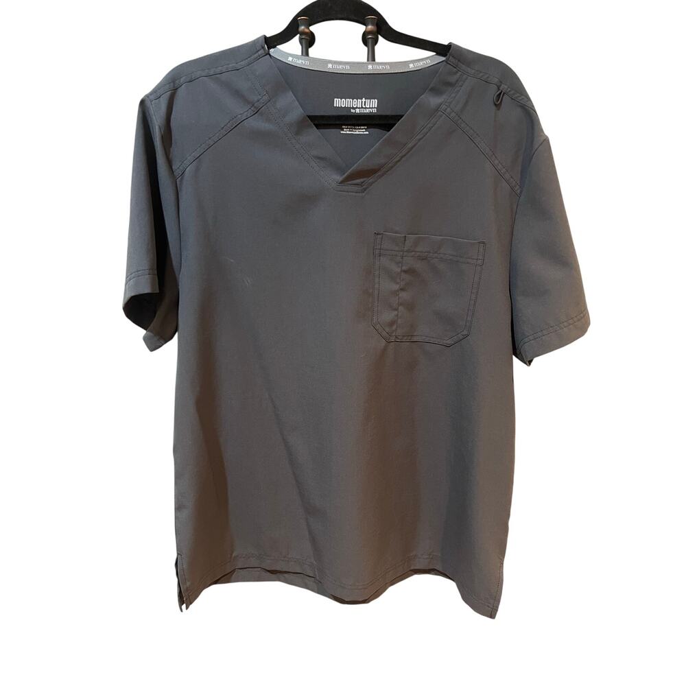 Momentum by Maevn Men’s Gray Scrub Top Large Chest Pocket Medical Uniform